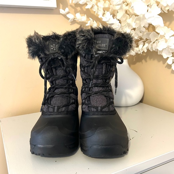 Ice Fields Women’s Puff Quilted Waterproof Boot Faux Fur Trim Size 8 - Picture 6 of 13